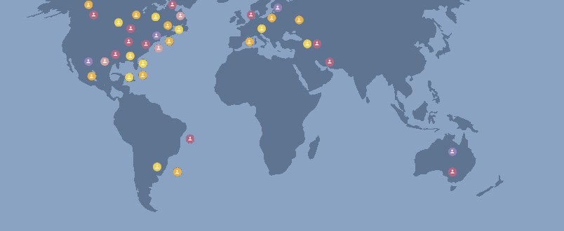 World map with pins for Coping Cat trained clinicians